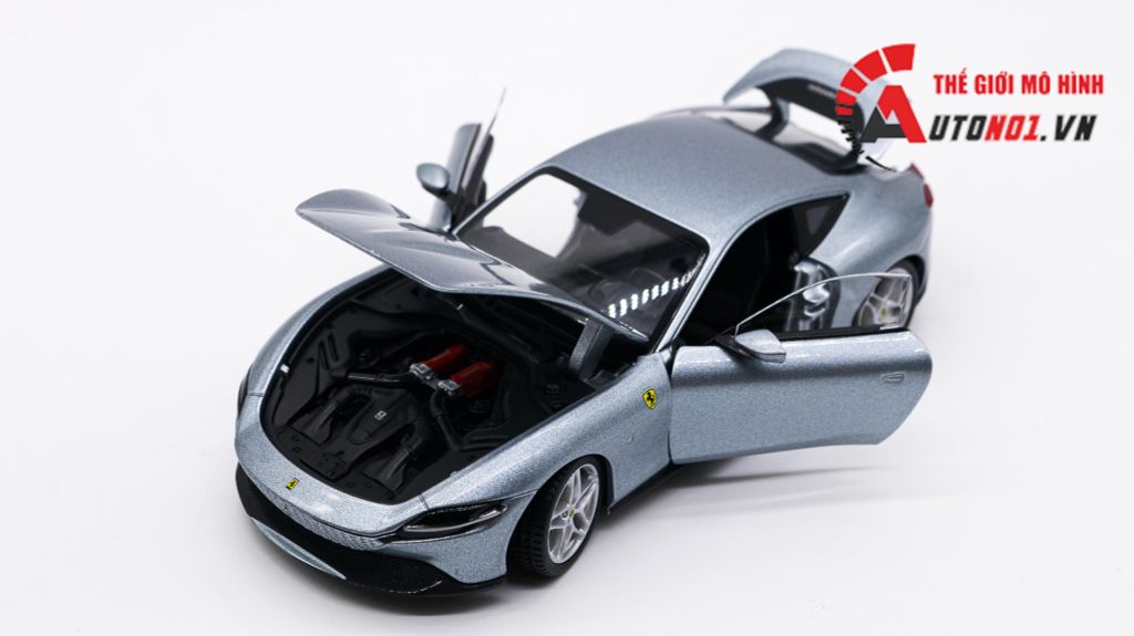 MÔ HÌNH XE FERRARI ROMA BẢN FULL OPEN, FULL KÍNH 1:24 BBURAGO 7926