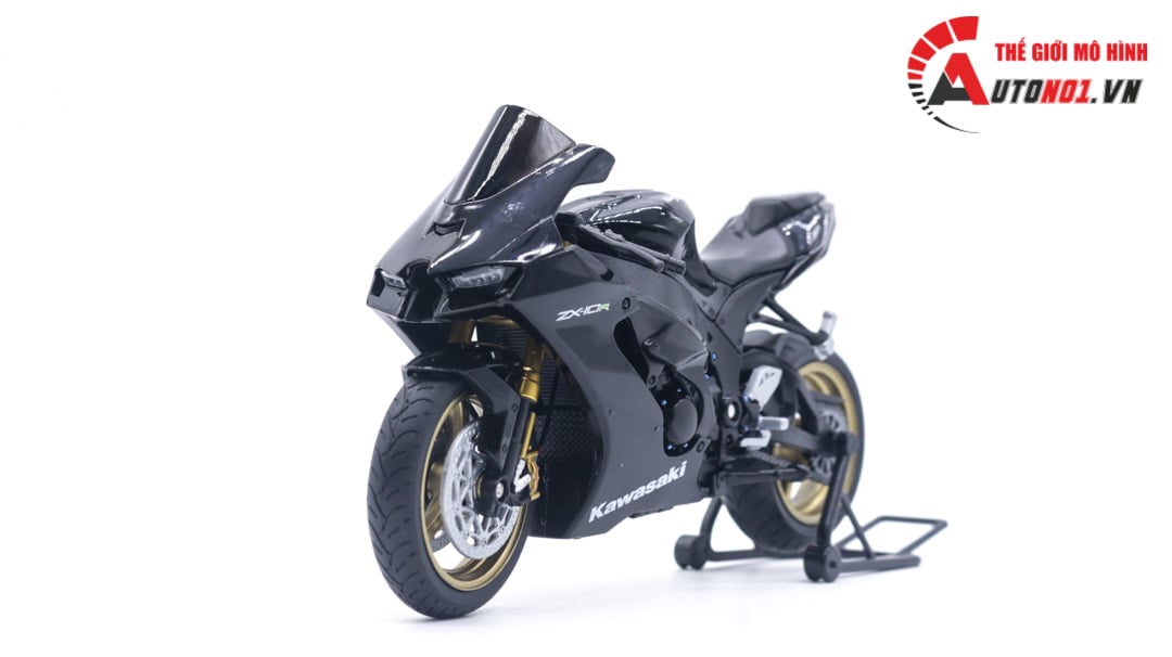  Mô hình xe độ Kawasaki Ninja Zx-10r black độ nồi - tem - pô akrapovic 1:12 Autono1 Welly D240 