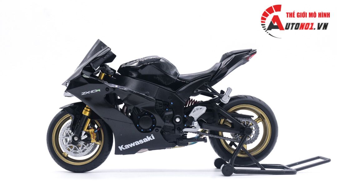  Mô hình xe độ Kawasaki Ninja Zx-10r black độ nồi - tem - pô akrapovic 1:12 Autono1 Welly D240 