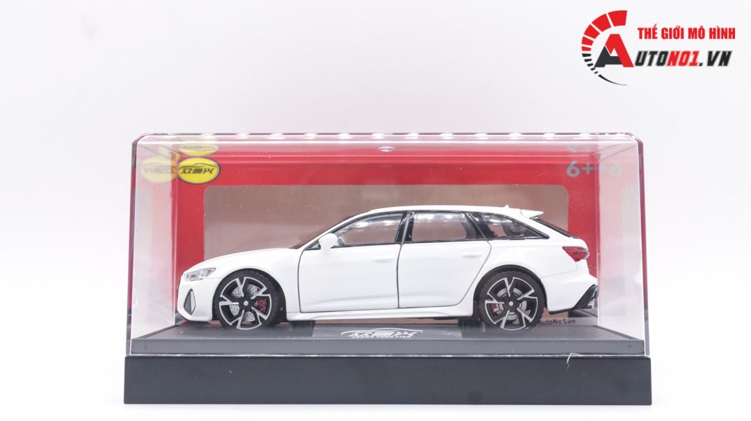  Mô hình xe Audi RS6 có box camping full open, full kính, đánh lái được, có đèn âm thanh, có đế và hộp mica tỉ lệ 1:32 Alloy Model OT096 