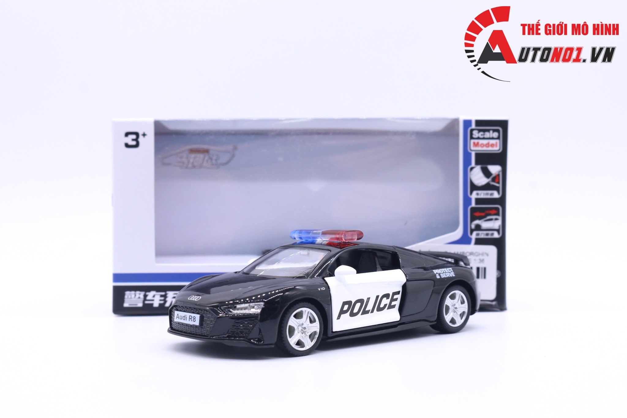 MÔ HÌNH XE AUDI R8 POLICE 1:36 SCALE MODEL 7161