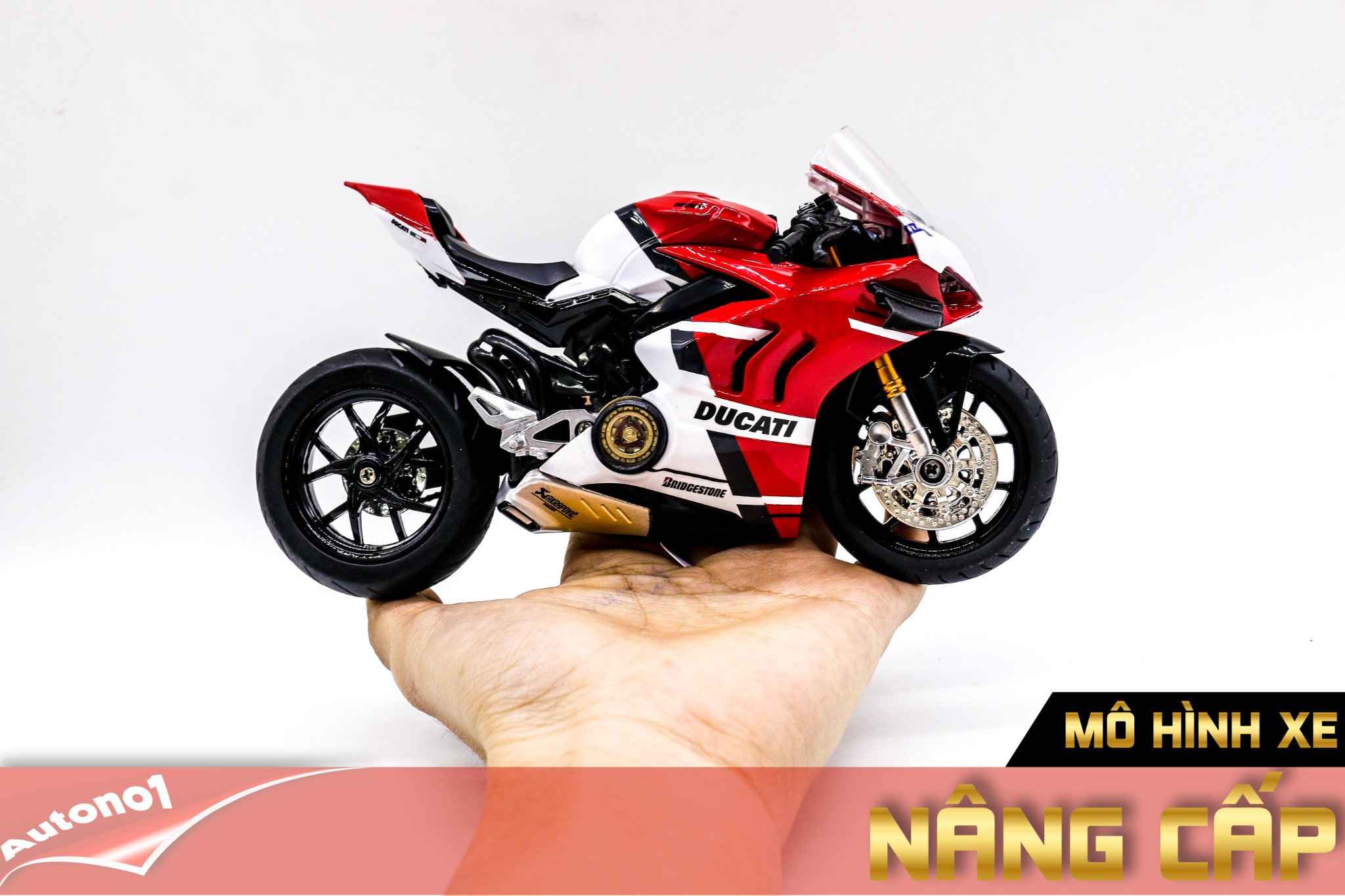  Mô hình xe độ Ducati Panigale V4s Corse Nồi Khô 1:12 Autono1 D223E 