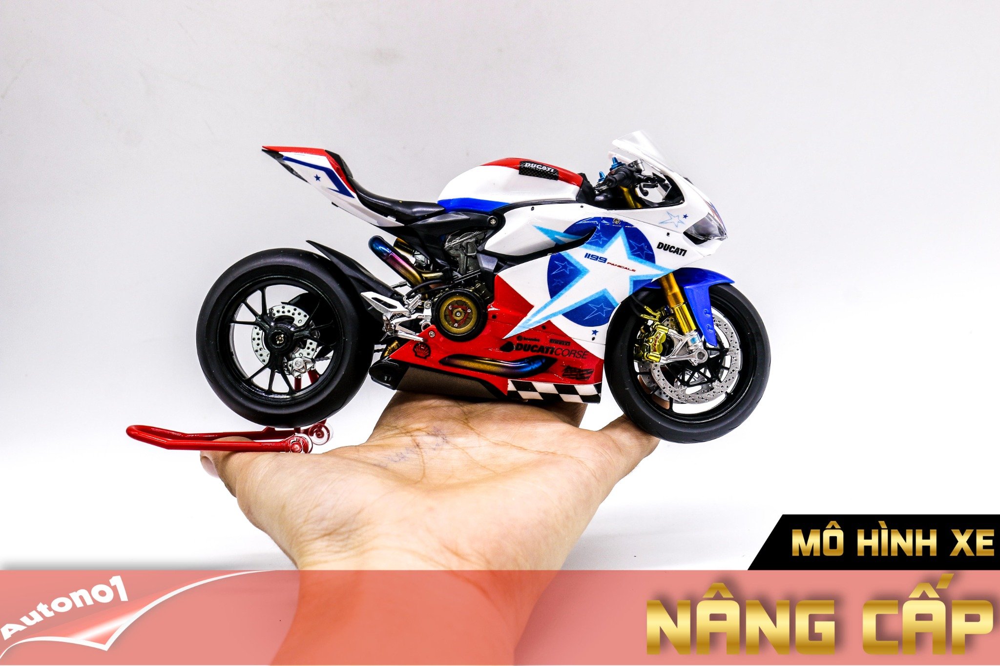  Mô hình xe cao cấp Ducati 1199 Panigale Custom Decal Nicky Hayden 69 1:12 Tamiya D065 