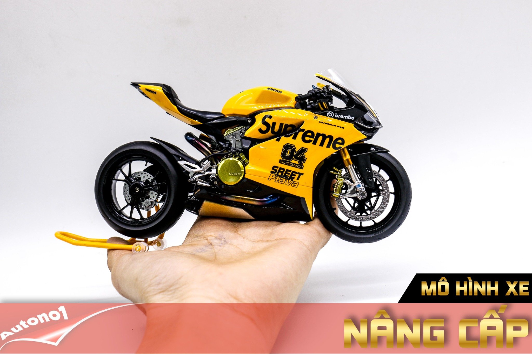  Mô hình xe cao cấp Ducati 1199 Supreme Yellow Tỉ Lệ 1:12 Tamiya D126 