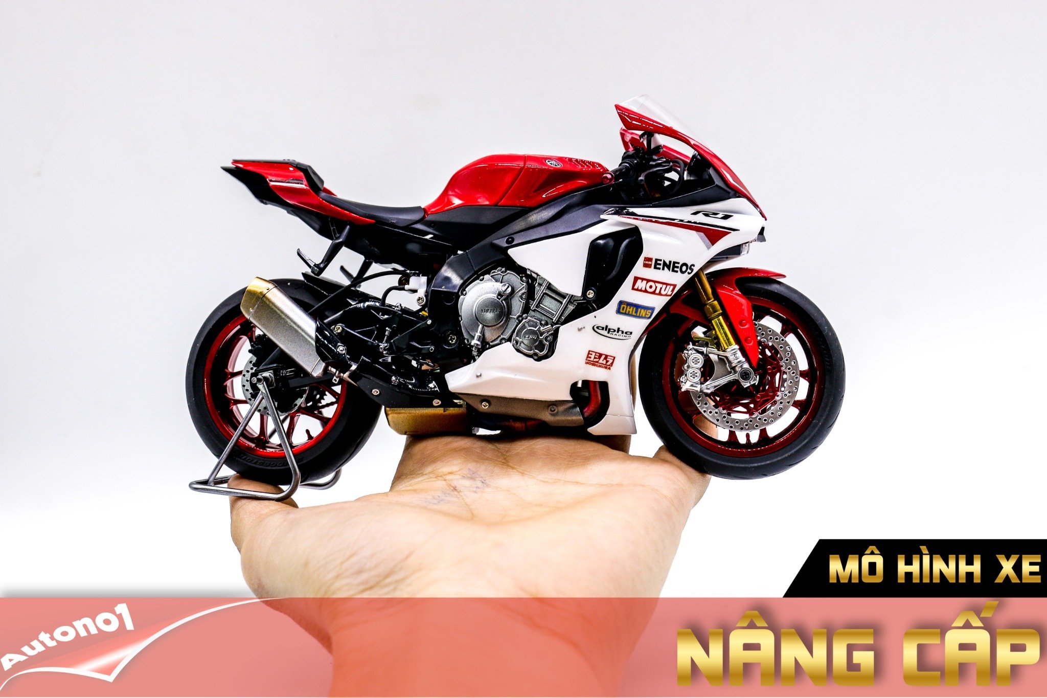  Mô hình xe Yamaha Yzf R1 Red White 1:12 Tamiya D080 