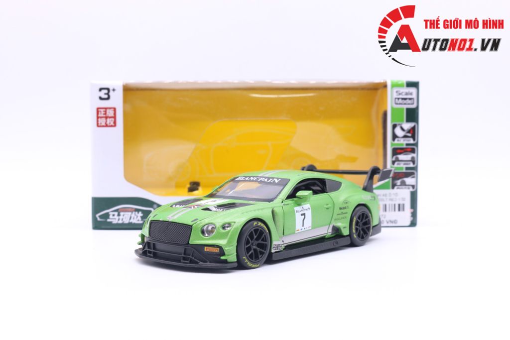 MÔ HÌNH XE Ô TÔ BENTLEY CONTINENTAL GT3 GREEN 1:32 DTM CÓ HỘP 7169