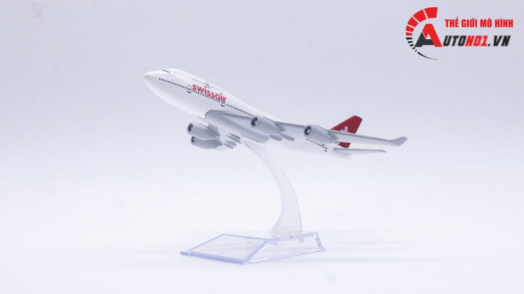  Mô hình máy bay Thụy Sĩ Swiss Air Boeing B747-400 16cm MB16019 