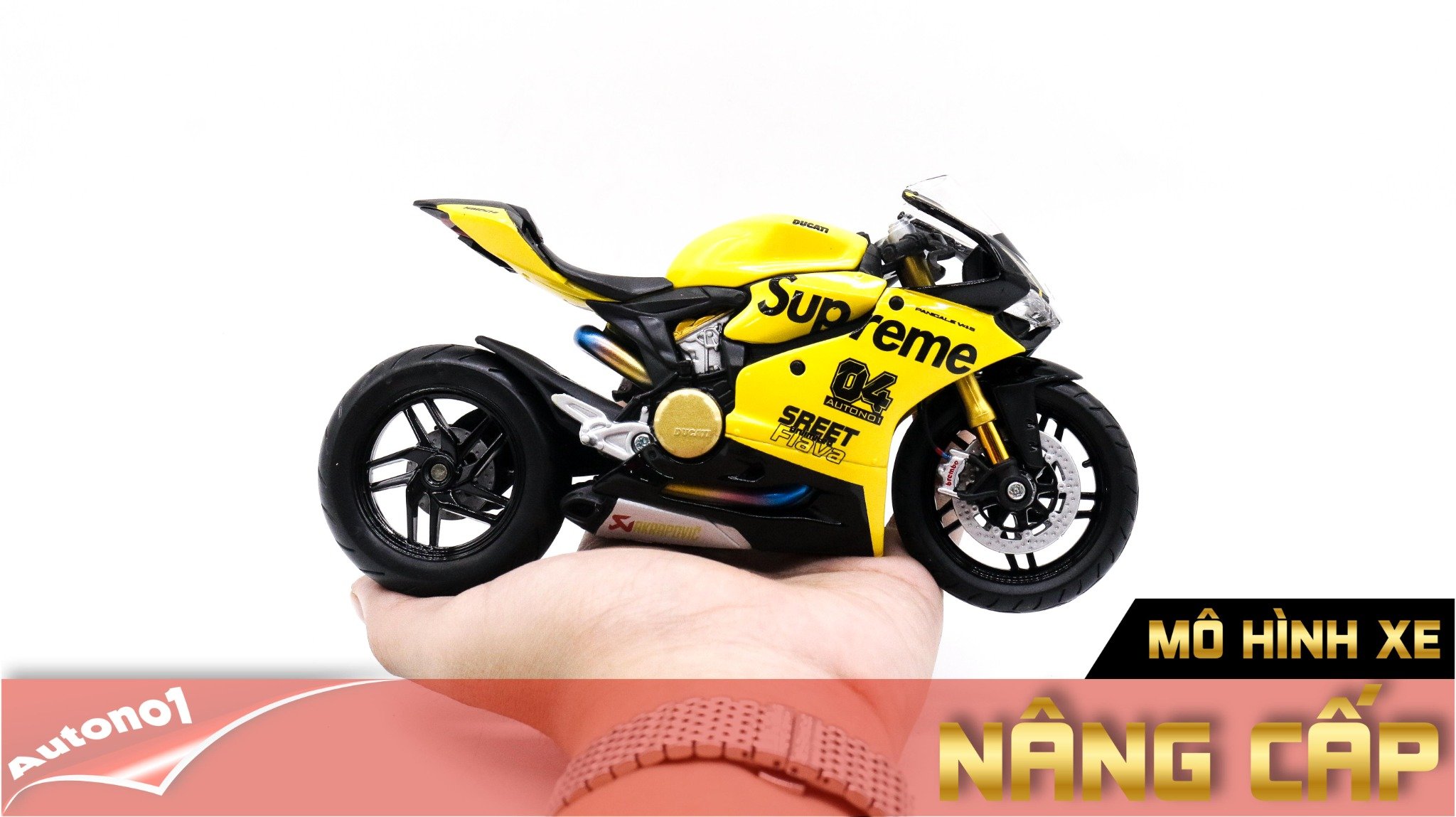  Mô hình xe độ Ducati 1199 Supreme Yellow Tỉ Lệ 1:12 Autono1 D220D 