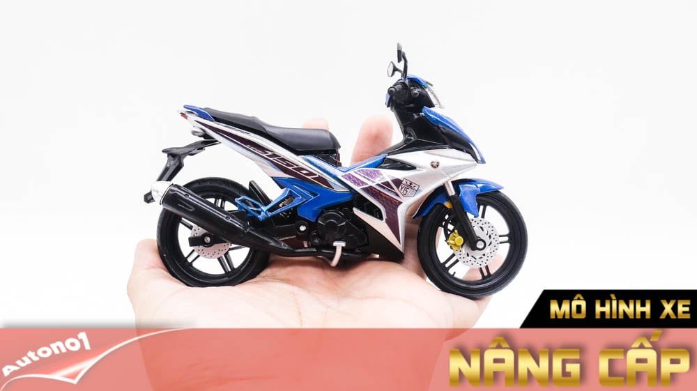 Mô hình xe Yamaha Exciter y15zr độ tem white blue tỉ lệ 1:12 D237E