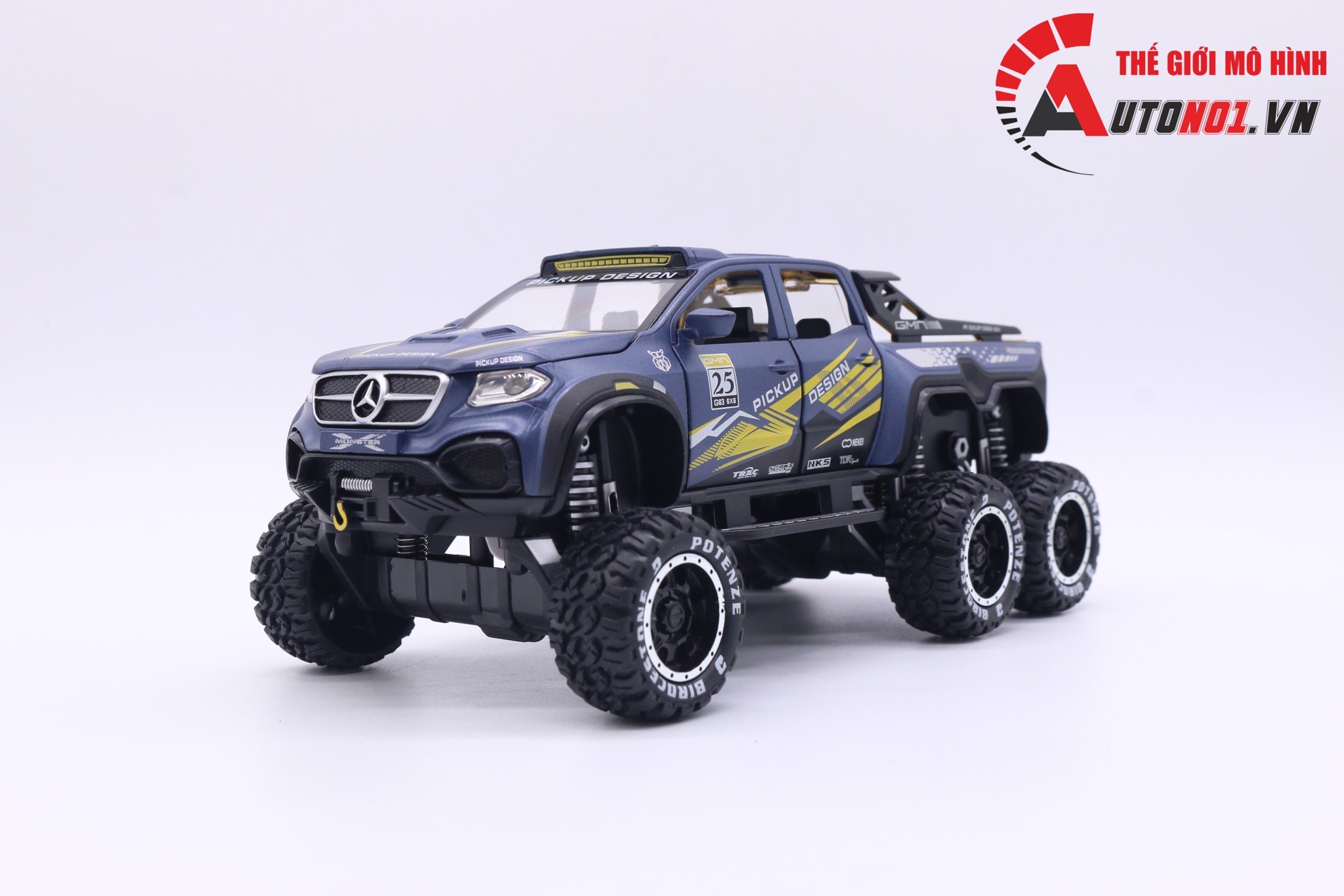 MÔ HÌNH XE MERCEDES X-CLASS 6X6 PICKUP OFFROAD BLUE 1:28 CHIMEI MODEL 7149