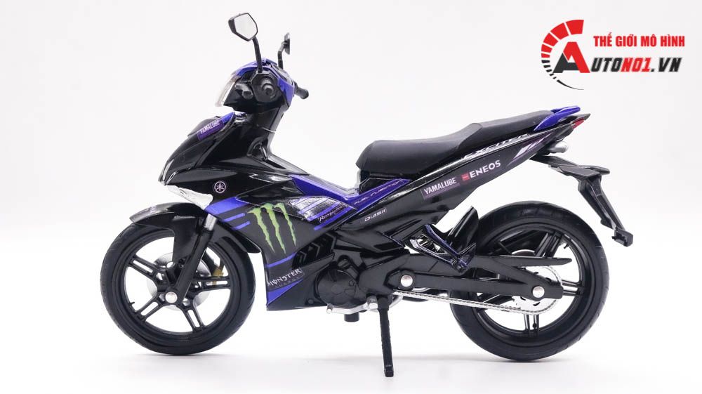 Mô hình xe Yamaha Exciter y15zr độ tem Monster blue tỉ lệ 1:12 D237C