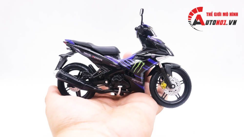 Mô hình xe Yamaha Exciter y15zr độ tem Monster blue tỉ lệ 1:12 D237C