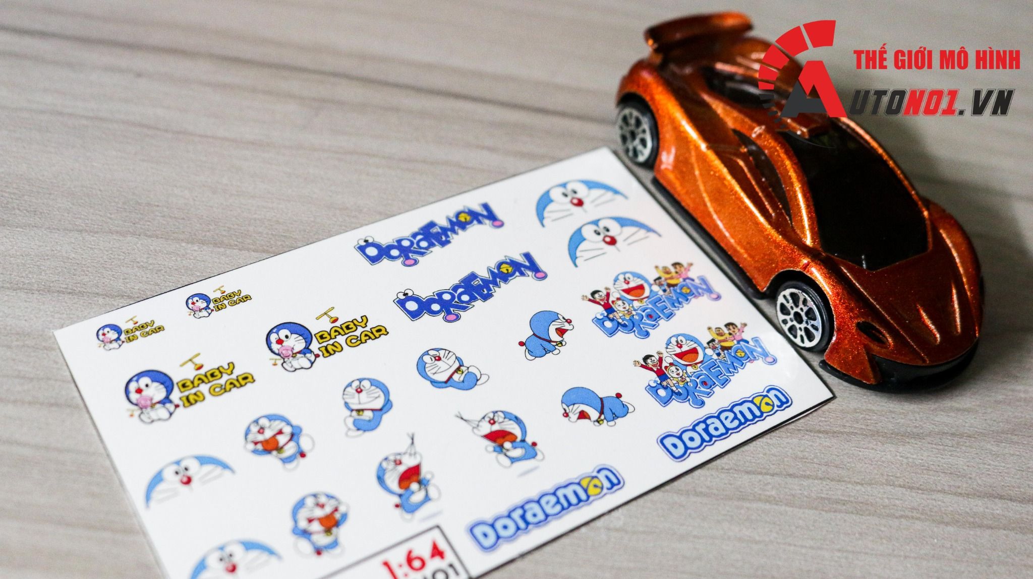  Decal nước trang trí Doraemon baby in car dán mọi nền màu cho xe mô hình tỉ lệ 1:64 DC503 