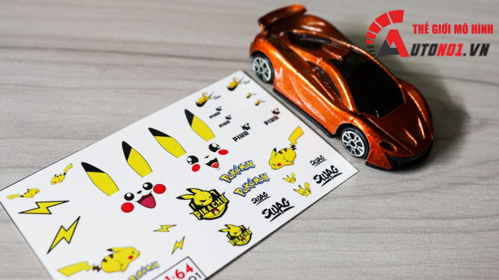 DECAL NƯỚC DECAL NƯỚC PIKACHU 1:64 AUTONO1 DC503C