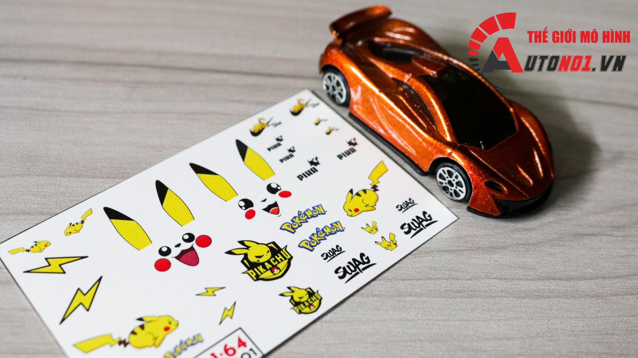  Decal nước trang trí Pikachu Pokemon dán mọi nền màu cho xe mô hình tỉ lệ 1:64 DC503 