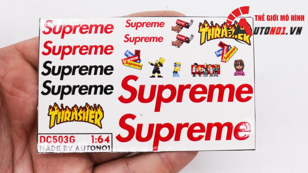 DECAL NƯỚC DECAL NƯỚC SUPREME - THRASHER 1:64 AUTONO1 DC503G