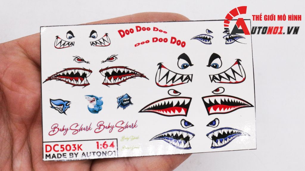 DECAL NƯỚC CÁ MẬP - BABY SHARK 1:64 AUTONO1 DC503K