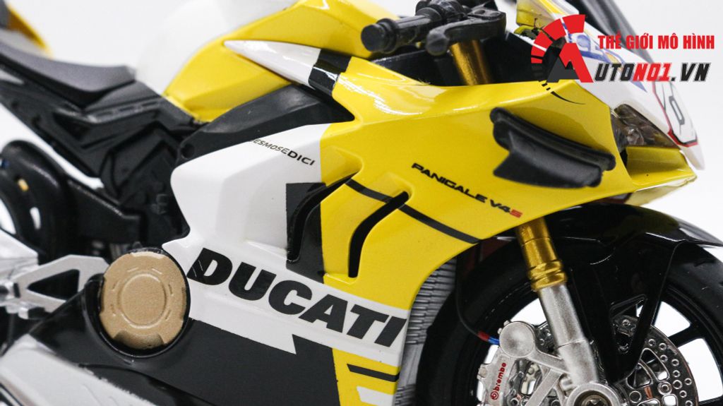 MÔ HÌNH XE ĐỘ DUCATI V4S ADVANCE YELLOW TỈ LỆ 1:12 AUTONO1 D222