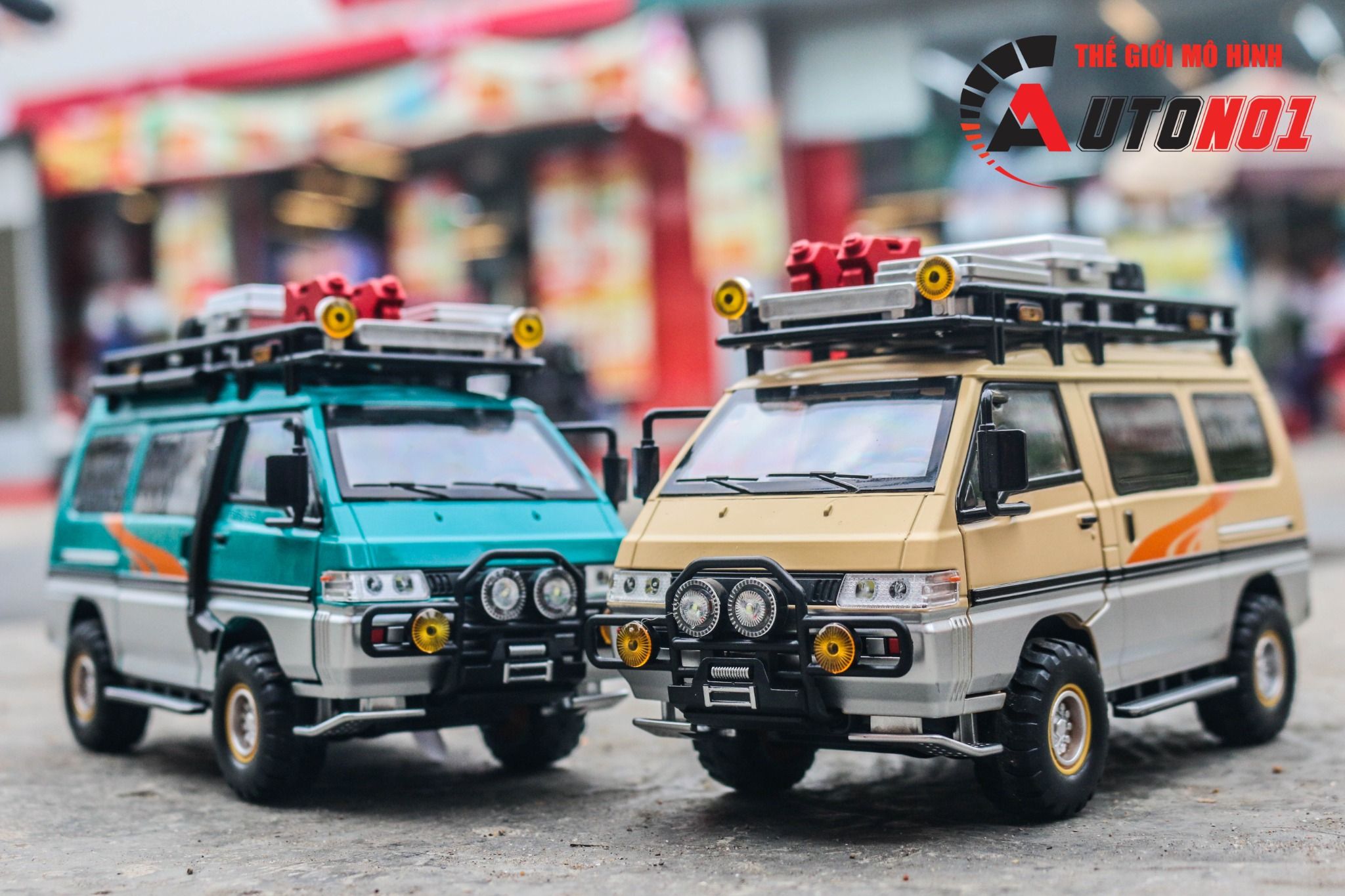 Mô hình xe Mitsubishi Delica Van Guide Offroad full open - có phụ kiện tỉ lệ 1:24 Chimei Model OT24052 