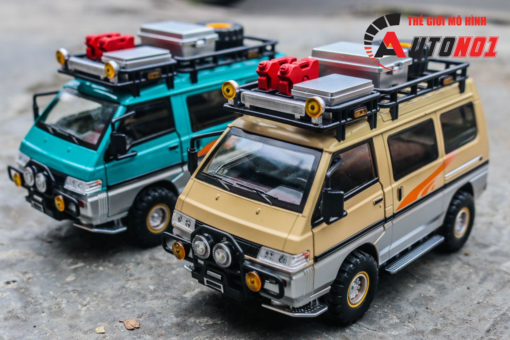  Mô hình xe Mitsubishi Delica Van Guide Offroad full open - có phụ kiện tỉ lệ 1:24 Chimei Model OT24052 