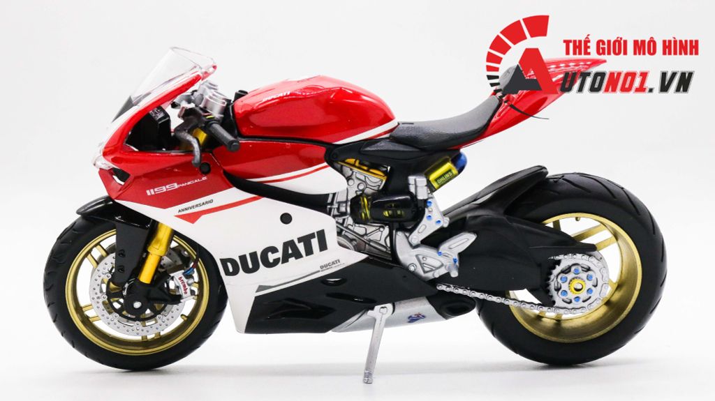 MÔ HÌNH SIÊU XE DUCATI 1299 PANIGALE S CUSTOM 50TH ANNIVERSARY RED WHITE 1:12 AUTONO1 D020