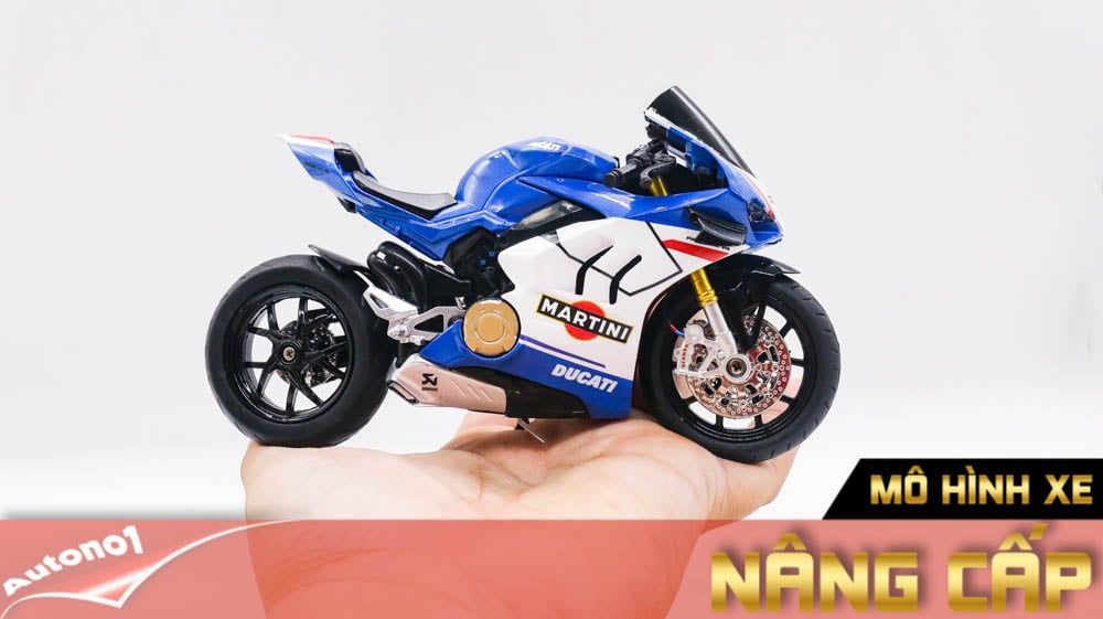 Mô hình xe độ Ducati Panigale V4 Martini Tỉ Lệ 1:12 Autono1 D222L