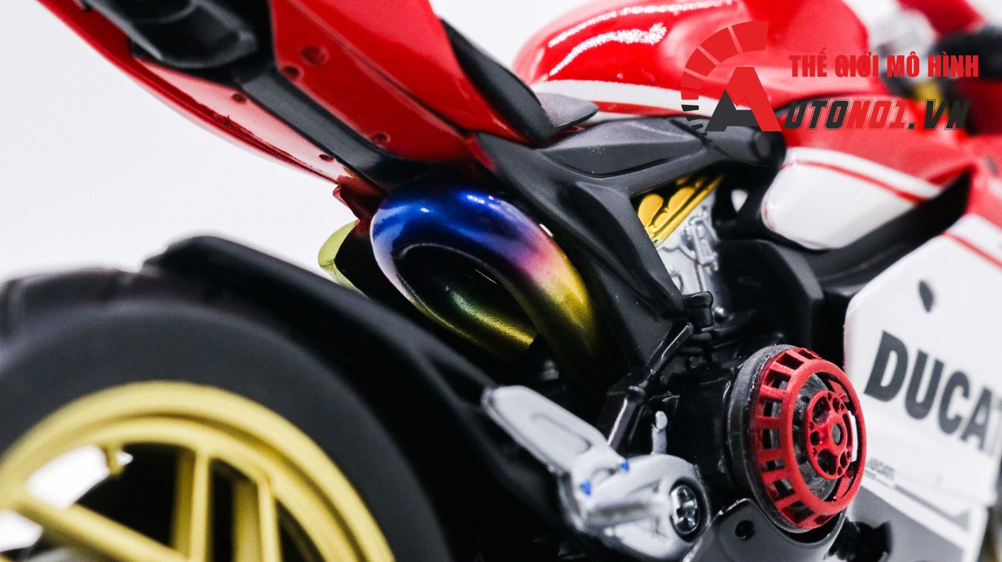  Mô hình siêu xe Ducati 1299 Panigale S Custom 50th Anniversary Red White V1 độ nồi 1:12 Autono1 D221D 