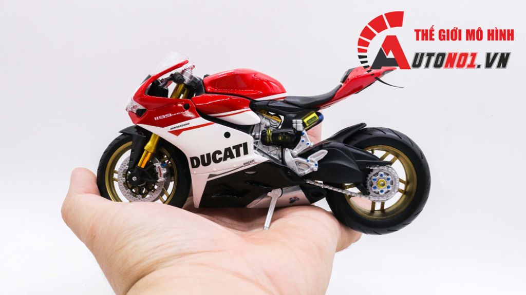 MÔ HÌNH SIÊU XE DUCATI 1299 PANIGALE S CUSTOM 50TH ANNIVERSARY RED WHITE 1:12 AUTONO1 D020