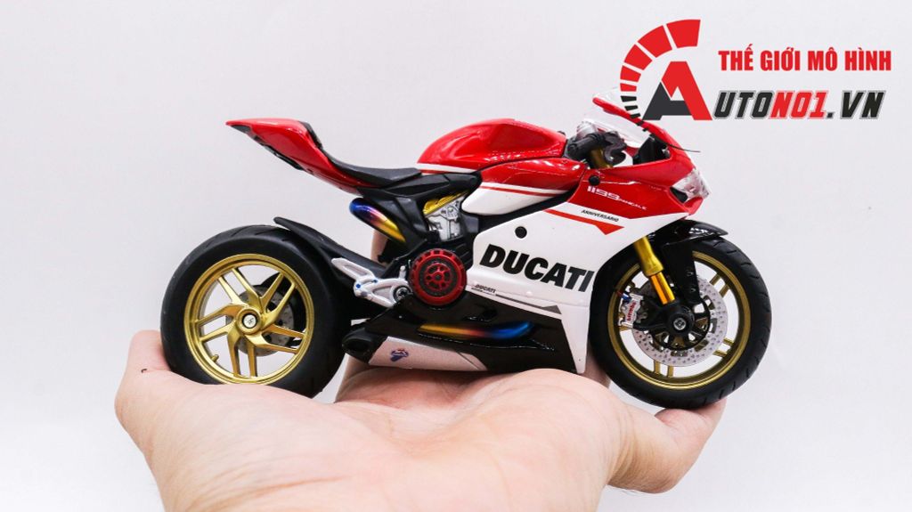 MÔ HÌNH SIÊU XE DUCATI 1299 PANIGALE S CUSTOM 50TH ANNIVERSARY RED WHITE 1:12 AUTONO1 D020