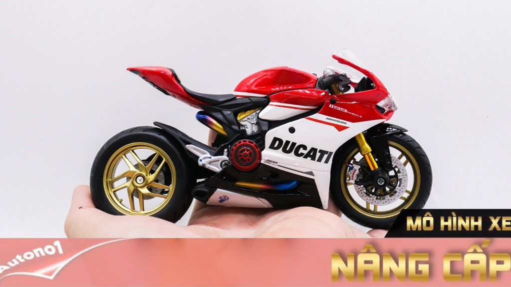 MÔ HÌNH SIÊU XE DUCATI 1299 PANIGALE S CUSTOM 50TH ANNIVERSARY RED WHITE 1:12 AUTONO1 D020