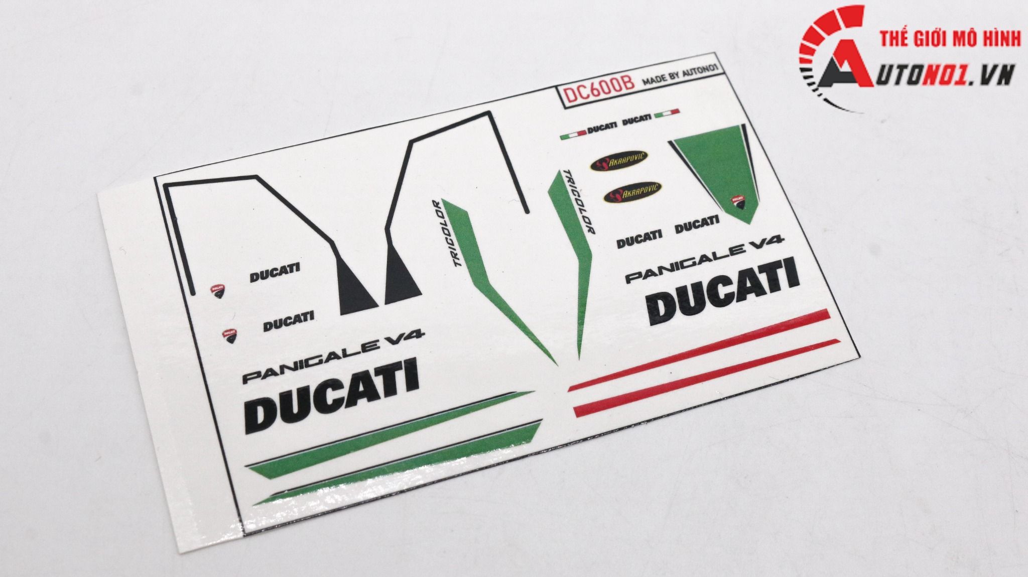  Decal nước độ Ducati V4 Tricolor dán cho mọi nền màu tỉ lệ 1:12 Autono1 DC600B 