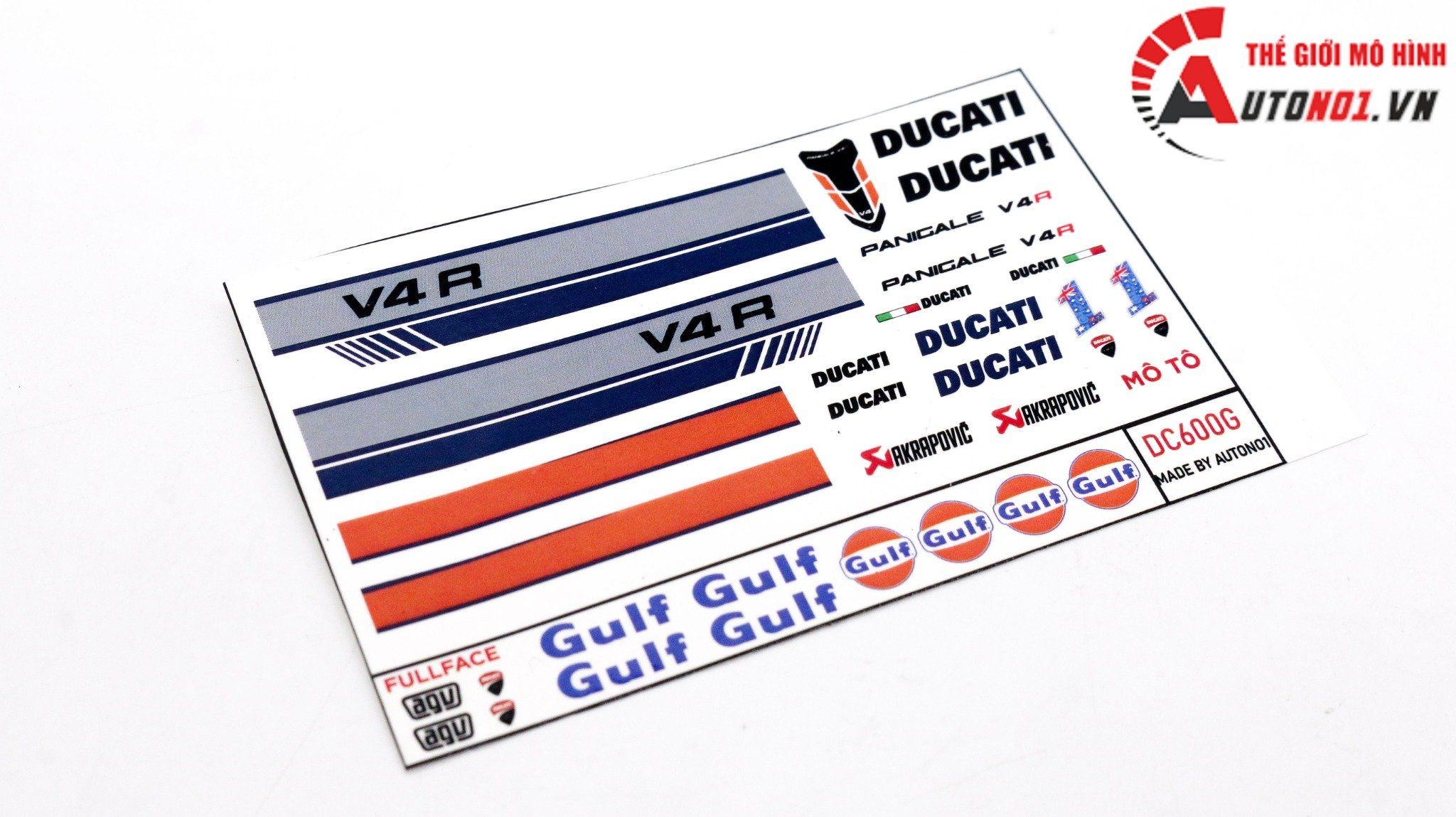  Decal nước độ Ducati Panigale V4S Gulf - Decal fullface Gulf Ducati tỉ lệ 1:12 Autono1 DC600g 