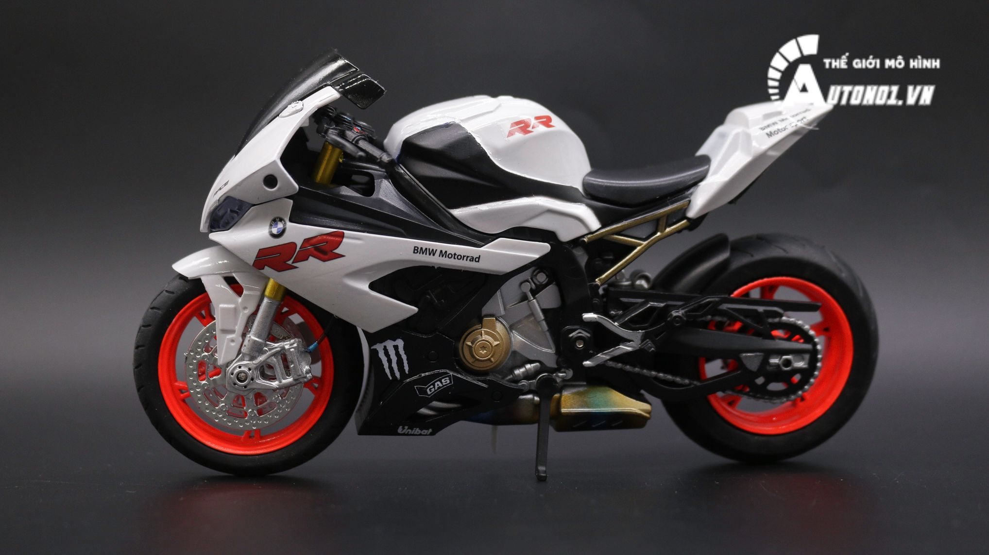  Mô hình xe độ Bmw S1000 2020 White Mâm - Pô 1:12 Autono1 Alloy D160B 