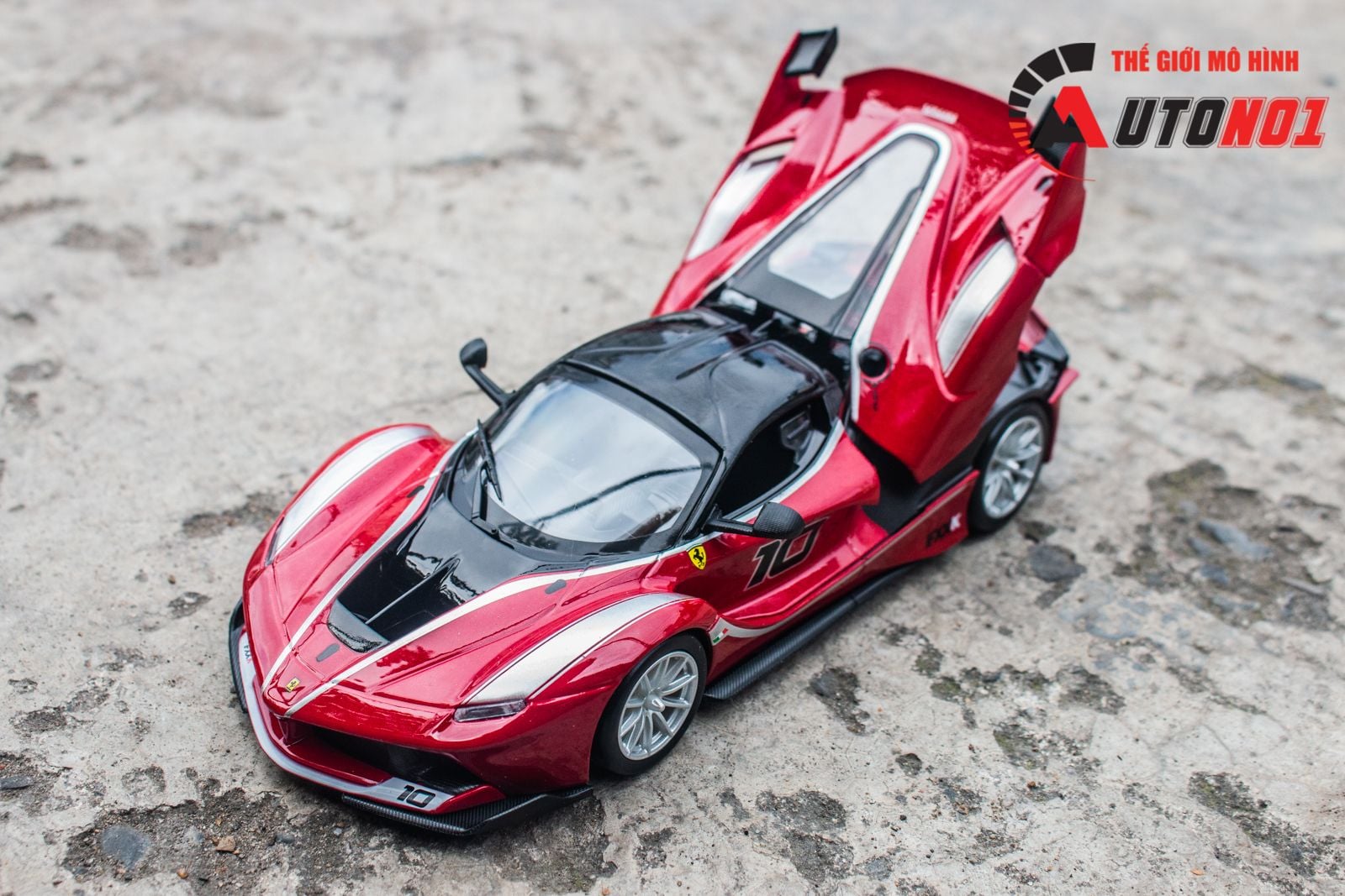  Mô hình xe Ferrari FXX K racing No.10 Rosso red không full kính tỉ lệ 1:24 Bburago 18-26301 OT24057 