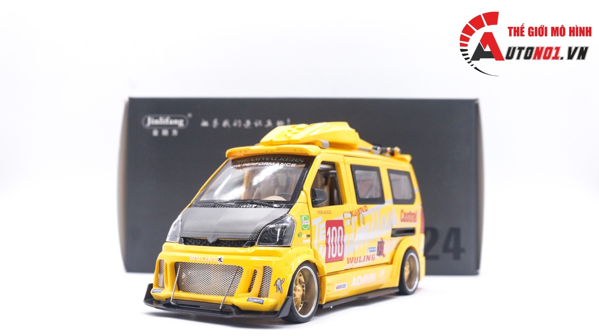  Mô hình xe Van phiên bản độ Wuling HongGuang 1:24 hộp xốp Jinlifang OT120 