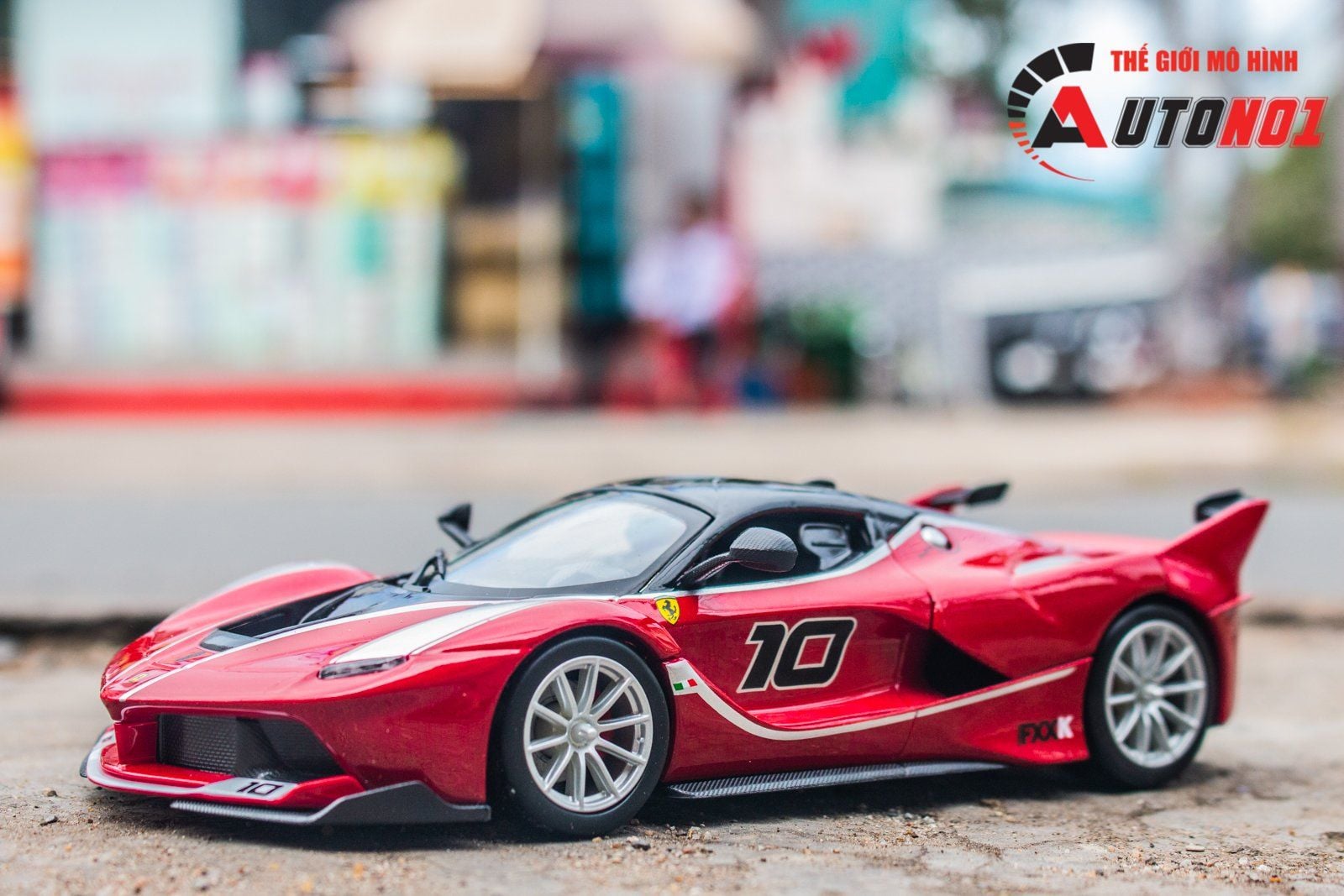  Mô hình xe Ferrari FXX K racing No.10 Rosso red không full kính tỉ lệ 1:24 Bburago 18-26301 OT24057 