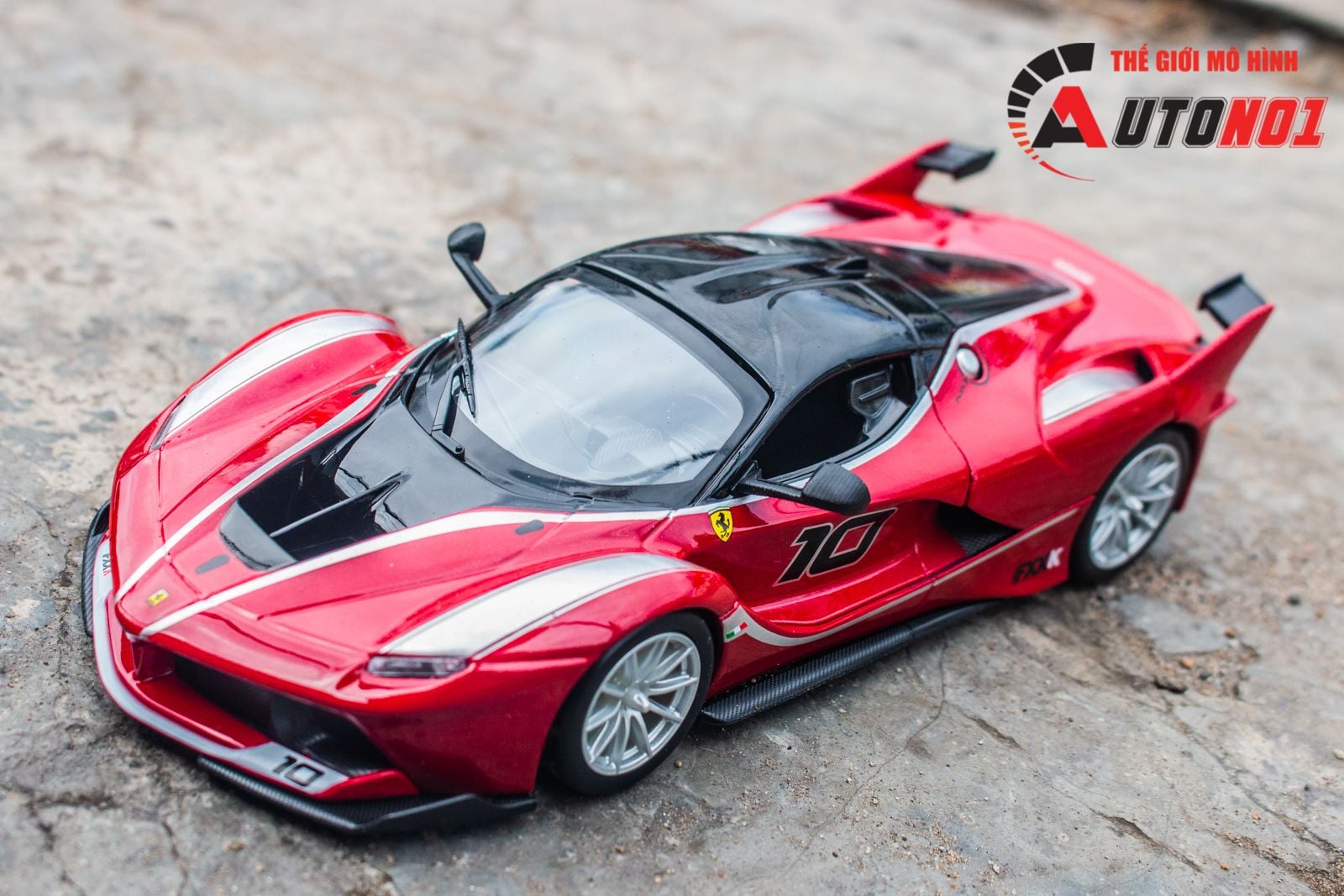  Mô hình xe Ferrari FXX K racing No.10 Rosso red không full kính tỉ lệ 1:24 Bburago 18-26301 OT24057 