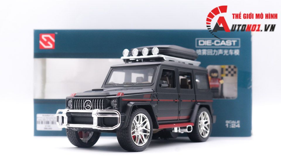  Mô hình xe Mercedes-Benz G-class G63 có hộp camping trên mui, figure, phun khói, đánh lái được full open tỉ lệ 1:24 Alloy Models 8108 