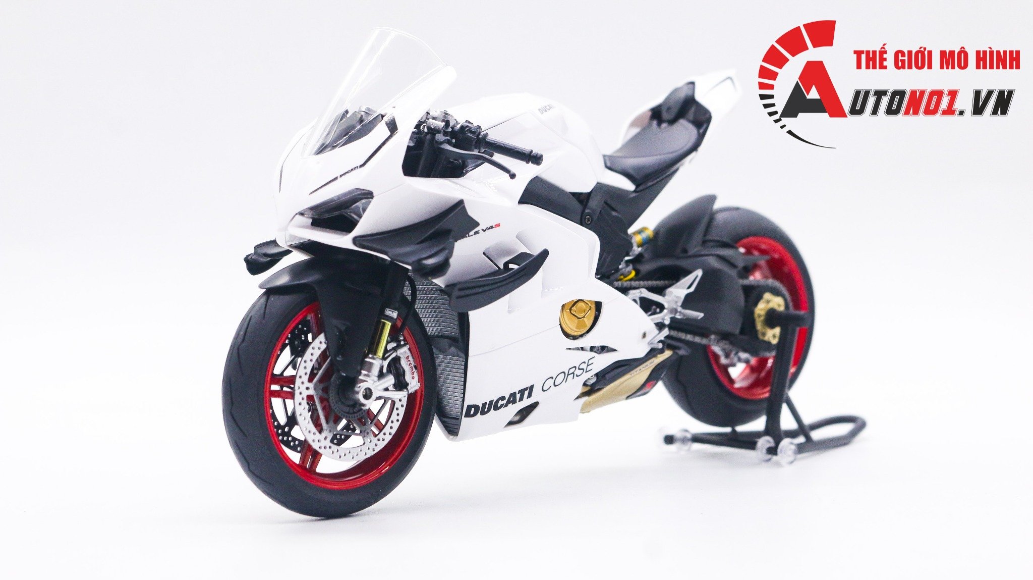  Mô hình xe cao cấp Ducati Superleggera V4 độ nồi khô white tỉ lệ 1:12 Tamiya D234D 