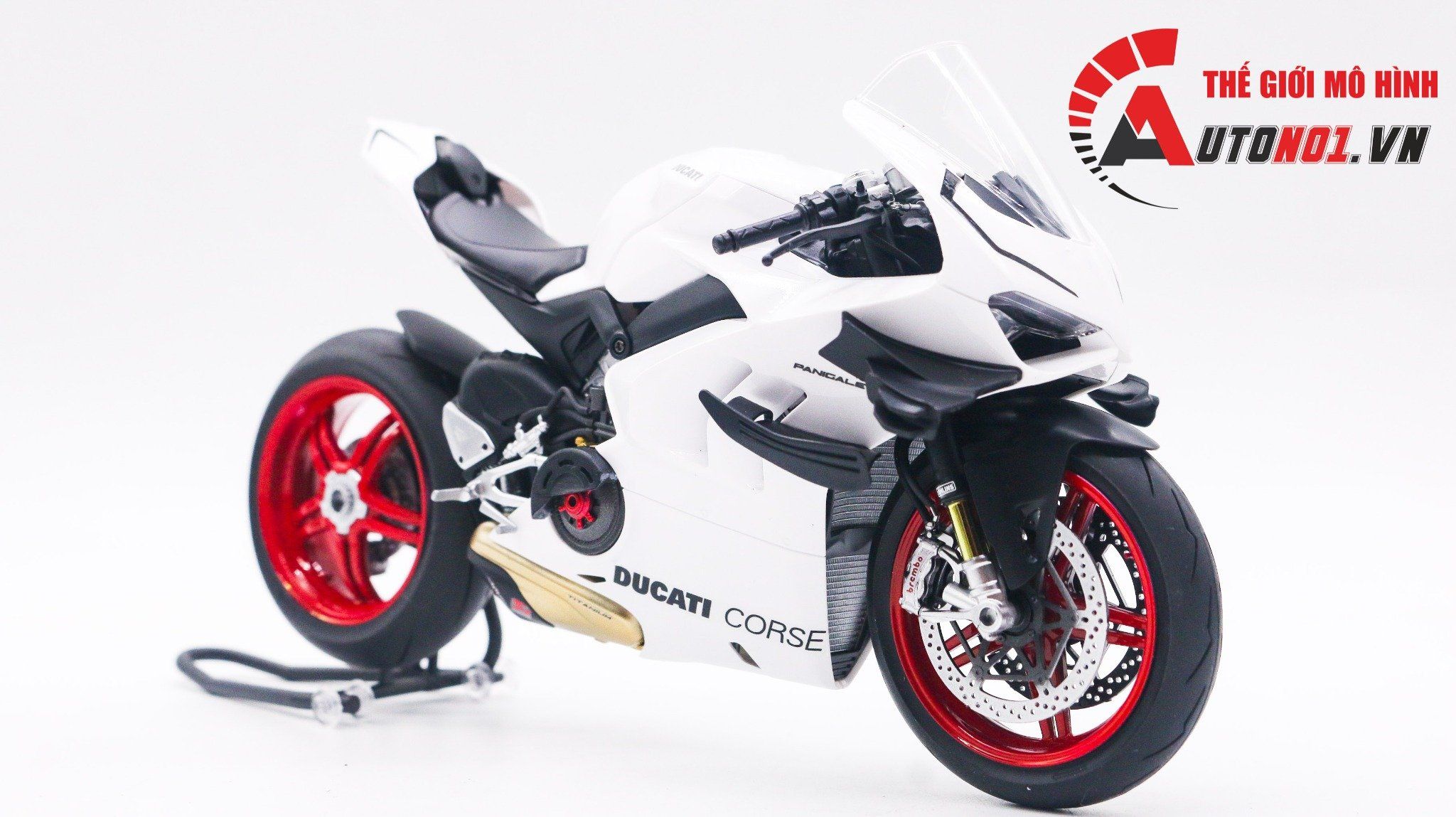  Mô hình xe cao cấp Ducati Superleggera V4 độ nồi khô white tỉ lệ 1:12 Tamiya D234D 