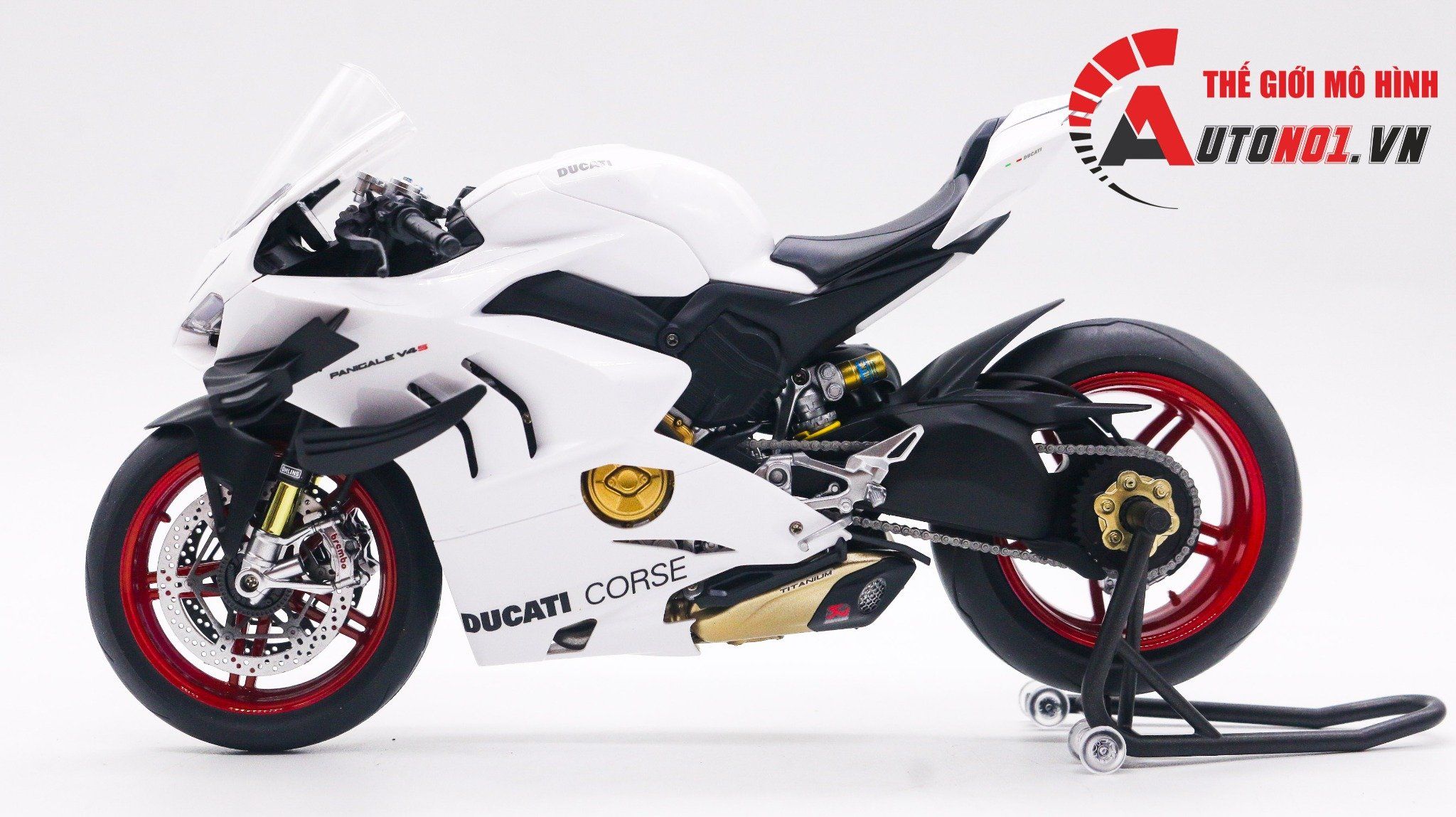  Mô hình xe cao cấp Ducati Superleggera V4 độ nồi khô white tỉ lệ 1:12 Tamiya D234D 