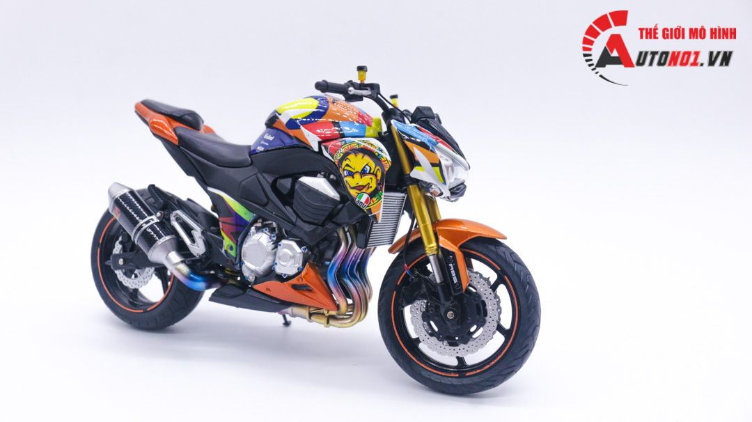  Mô hình xe độ Kawasaki Z800 Full Color Valentino Rossi 46 Pô tỉ lệ 1:12 Autono1 Automaxx D225C 