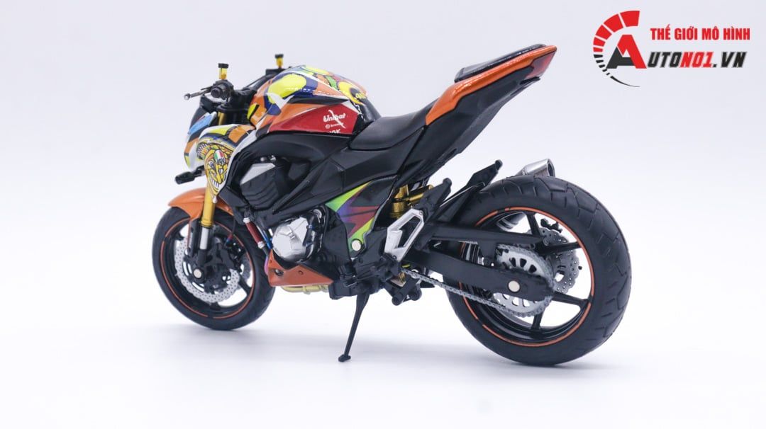  Mô hình xe độ Kawasaki Z800 Full Color Valentino Rossi 46 Pô tỉ lệ 1:12 Autono1 Automaxx D225C 