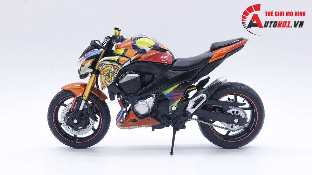  Mô hình xe độ Kawasaki Z800 Full Color Valentino Rossi 46 Pô tỉ lệ 1:12 Autono1 Automaxx D225C 