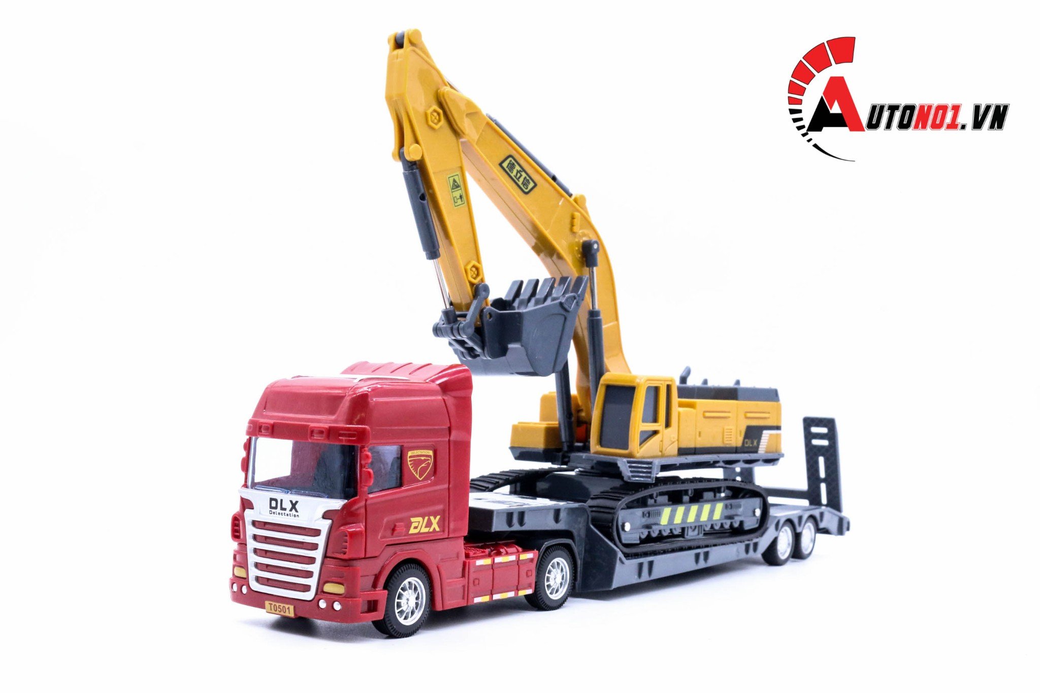 MÔ HÌNH XE TẢI VẬN CHUYỂN XE CẨU 1:50 HYTRUCK 6091