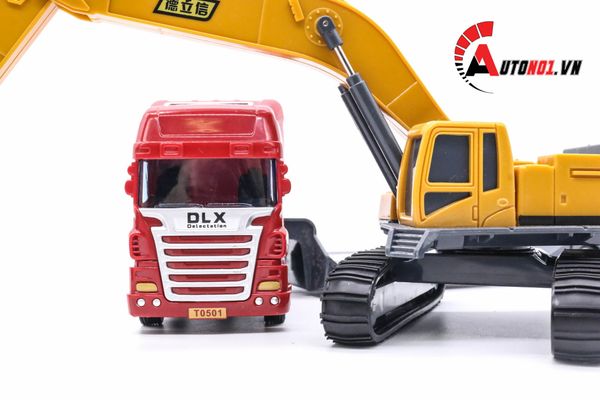 MÔ HÌNH XE TẢI VẬN CHUYỂN XE CẨU 1:50 HYTRUCK 6091