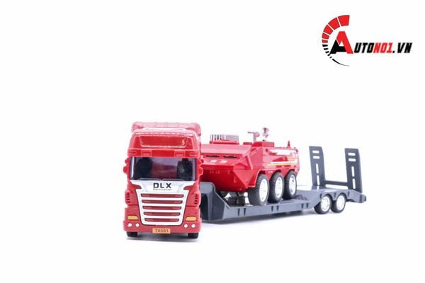 MÔ HÌNH XE TẢI VẬN CHUYỂN XE CỨU HOẢ 1:50 HYTRUCK 6094