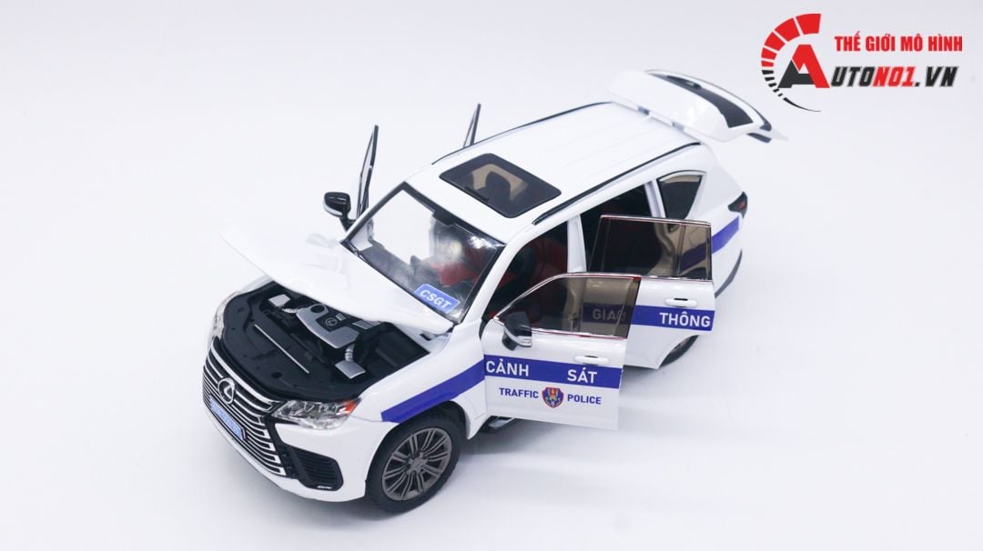  Mô hình xe ô tô độ CSGT Lexus LX600 full kính full open có đèn tỉ lệ 1:24 Chimei model Autono1 OT148 