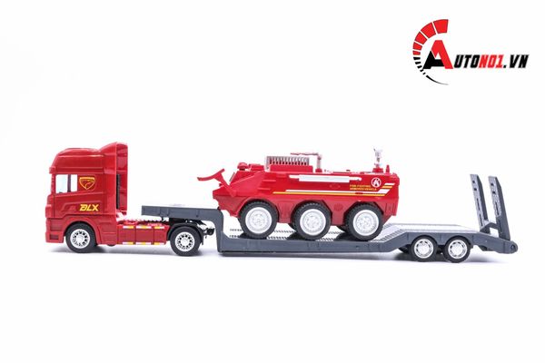 MÔ HÌNH XE TẢI VẬN CHUYỂN XE CỨU HOẢ 1:50 HYTRUCK 6094