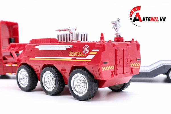 MÔ HÌNH XE TẢI VẬN CHUYỂN XE CỨU HOẢ 1:50 HYTRUCK 6094